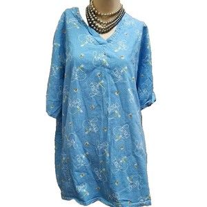 Apples Scrub Top Plus Size 2X Light Blue 'BABY' Bees and Dragonflies NURSE